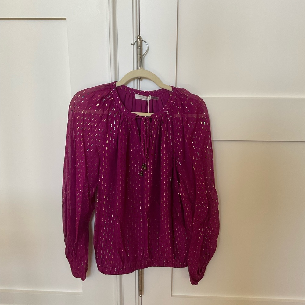 Ramy Brook Anora Metallic Printed Boho Blouse